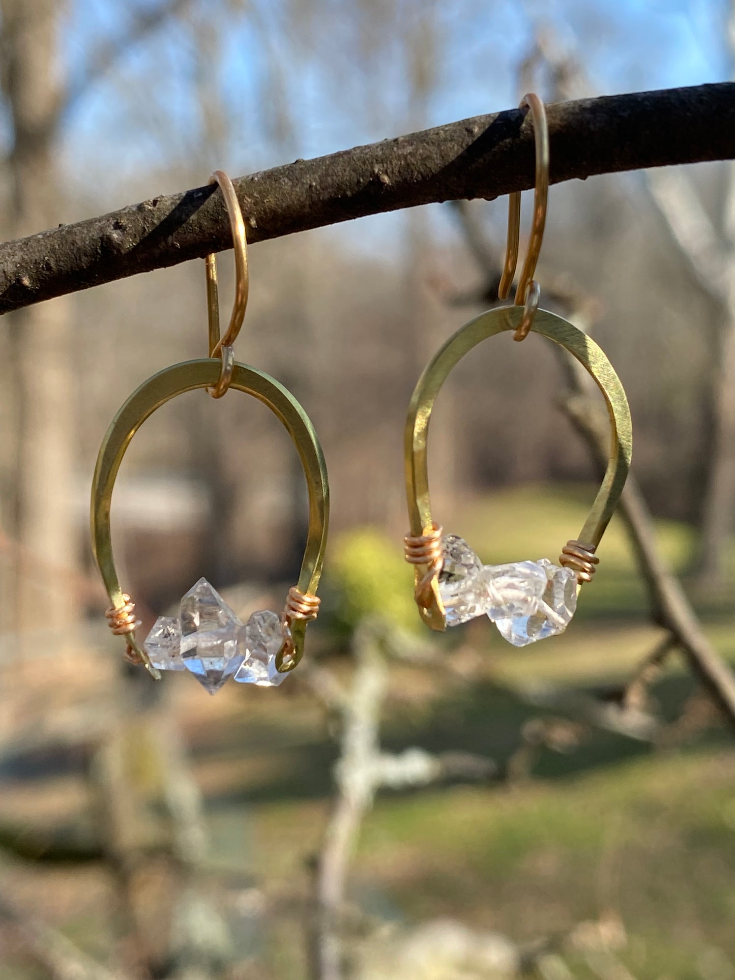 horseshoe and Herkimer diamond dangles