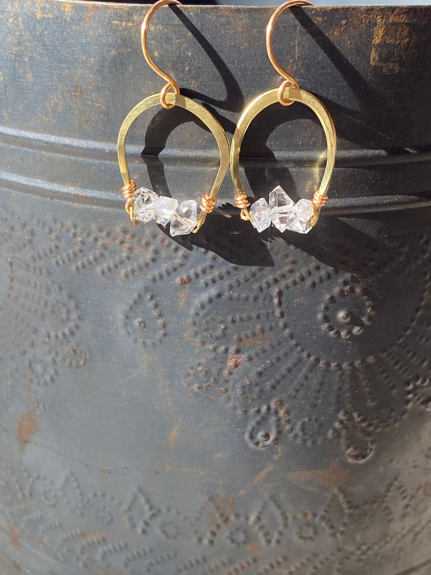 horseshoe and Herkimer diamond dangles