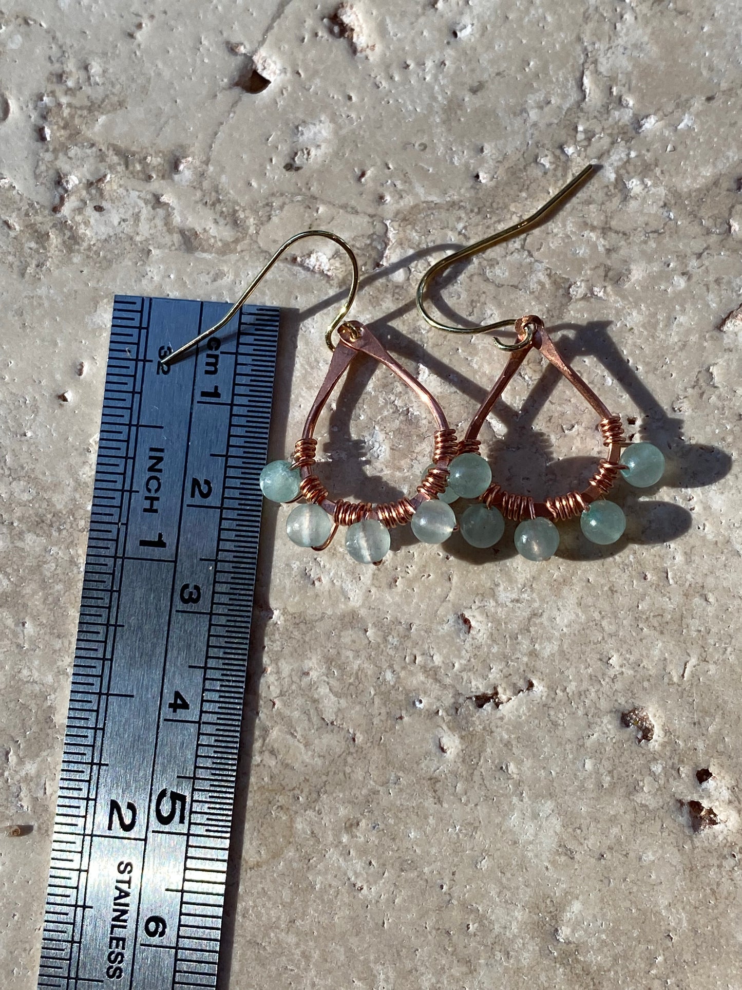 teardrops in copper and green aventurine