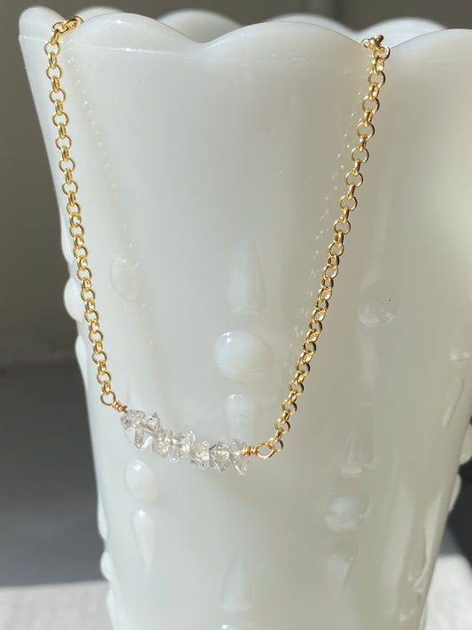 Herkimer diamond bar necklace