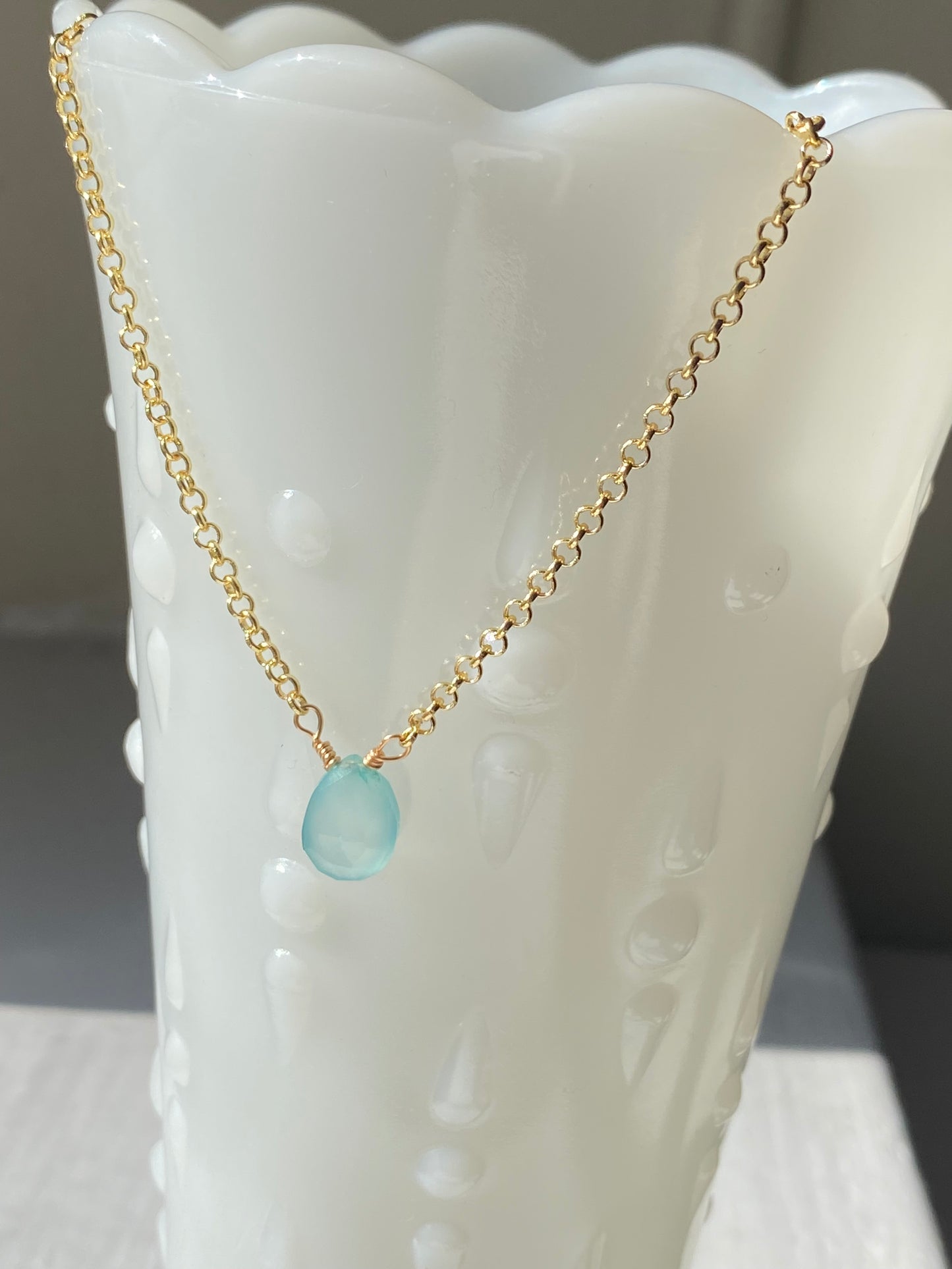 chalcedony teardrop pendant