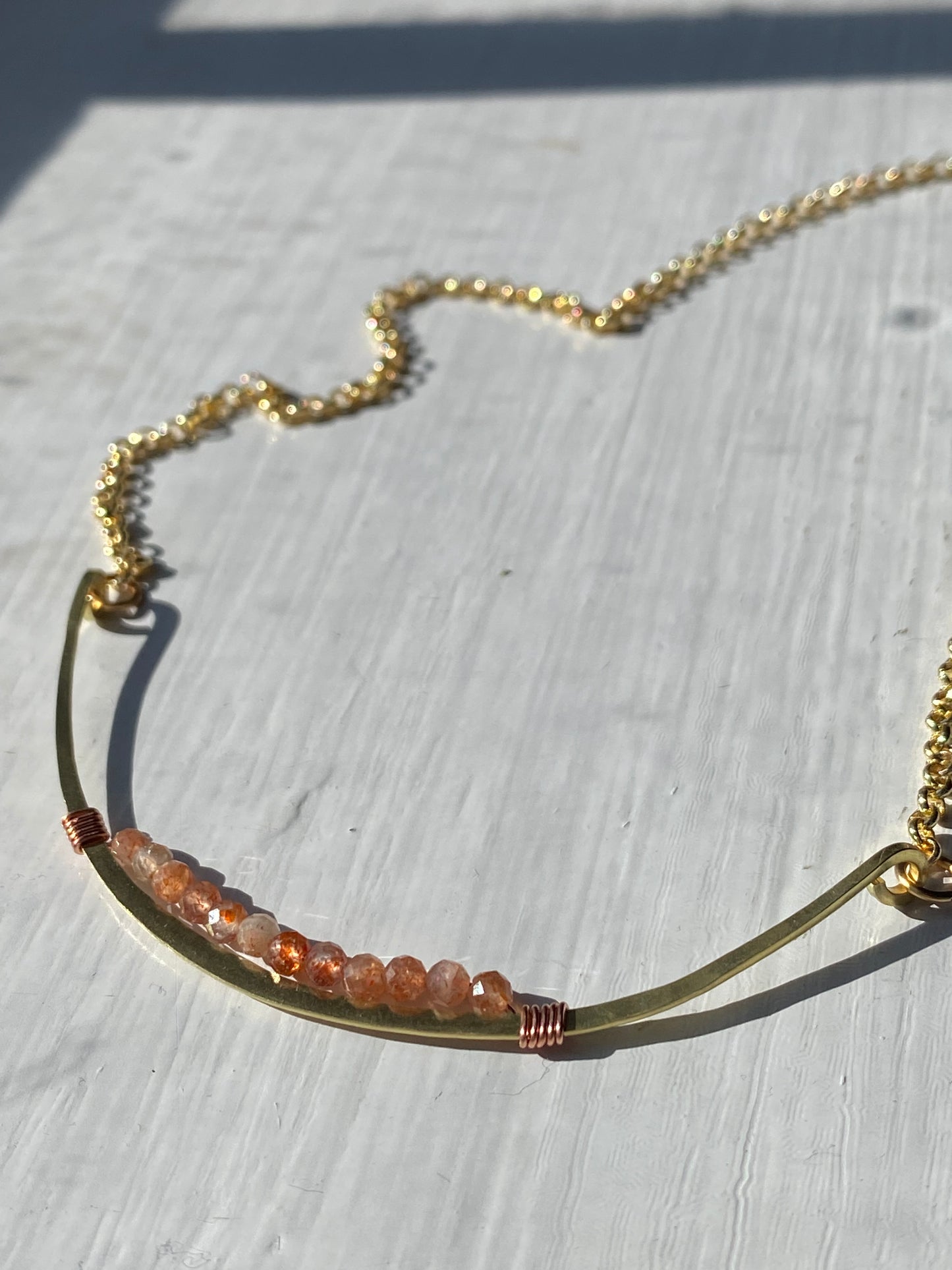 beaded arc bar necklace