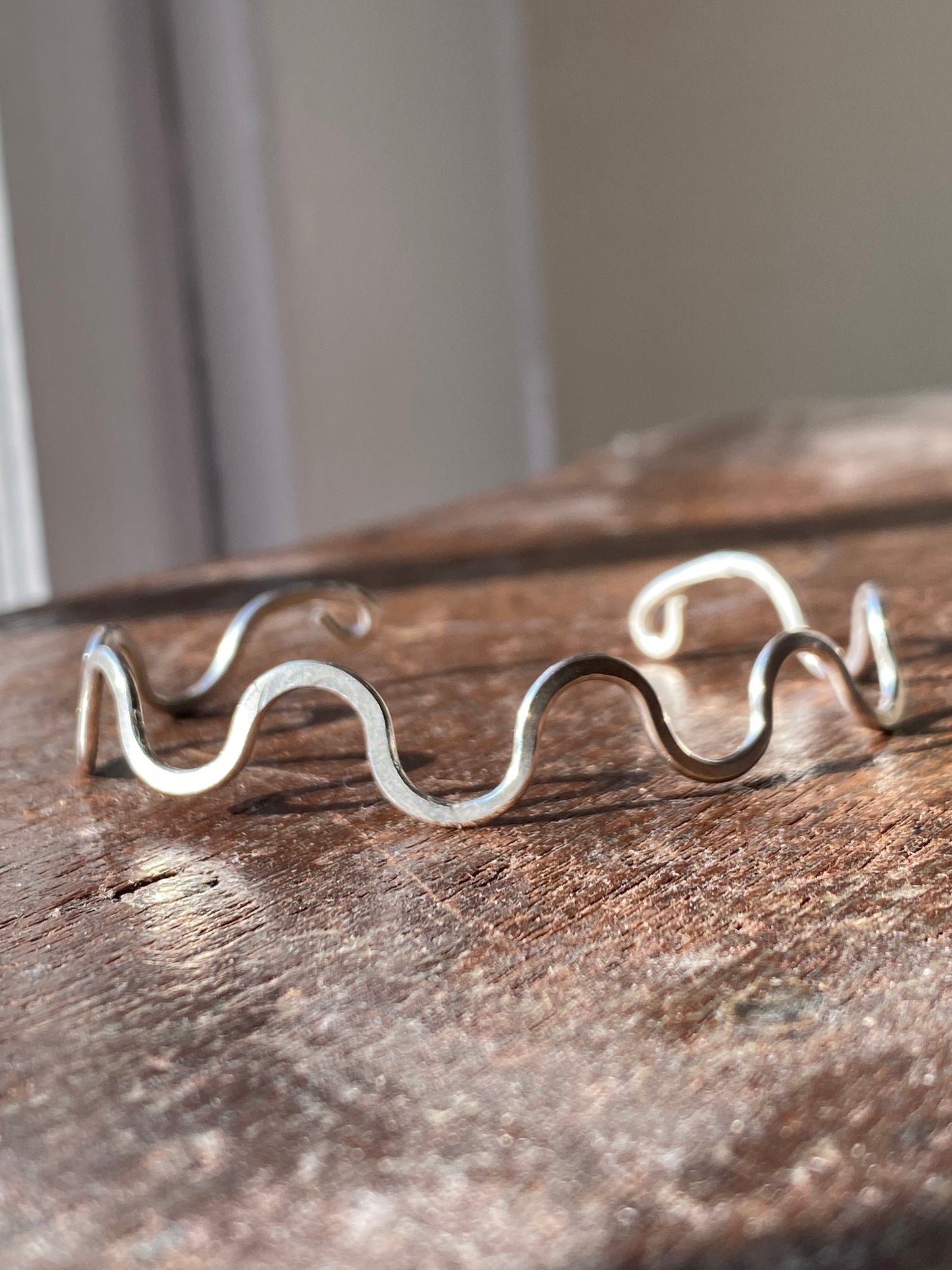 cuff bracelet in silver wave