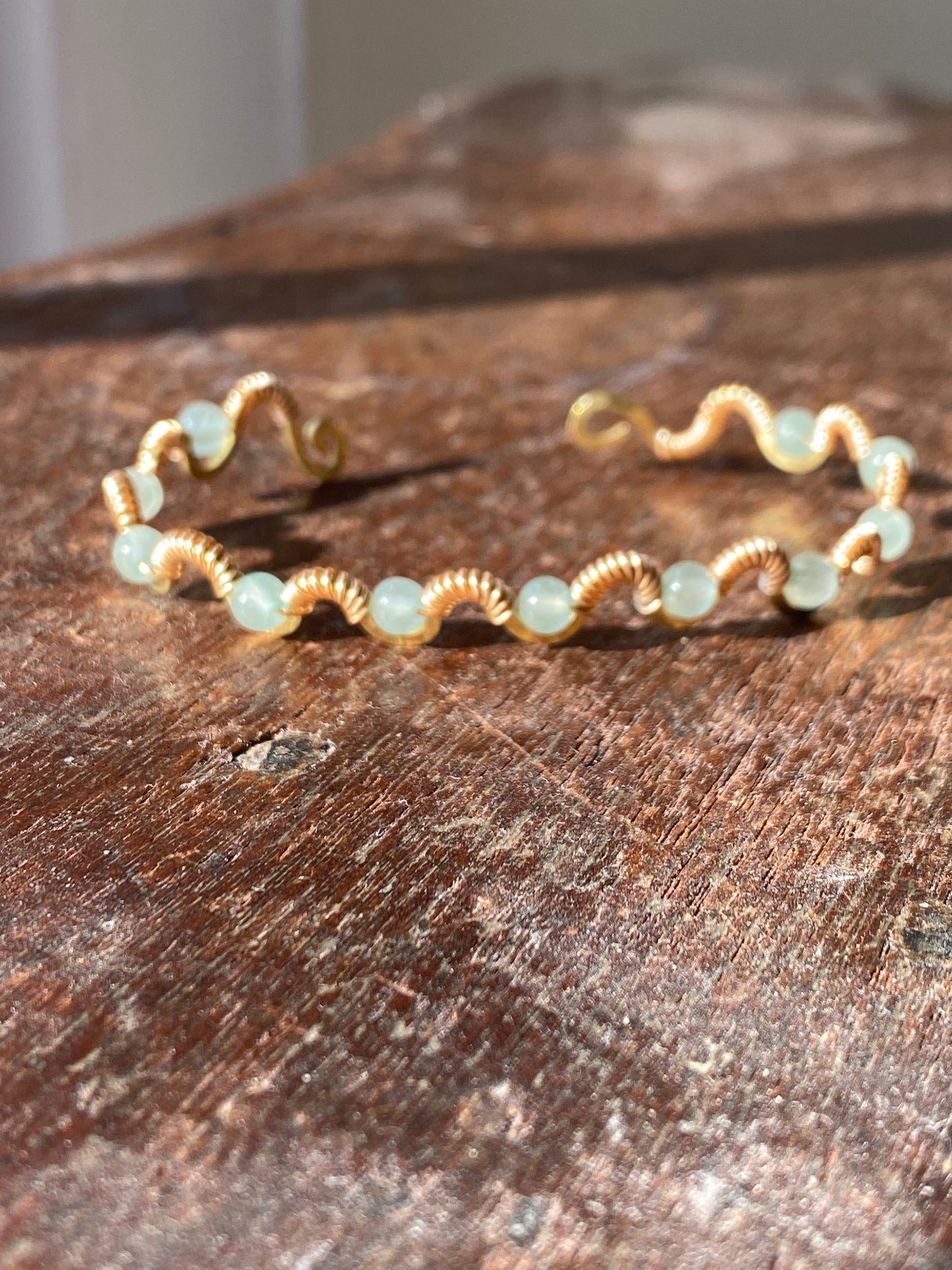 cuff bracelet with green aventurine