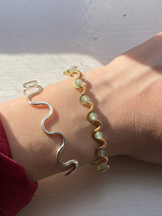 cuff bracelet in silver wave