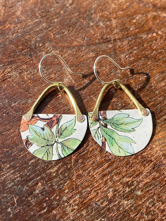 upcycled tin jungle earrings