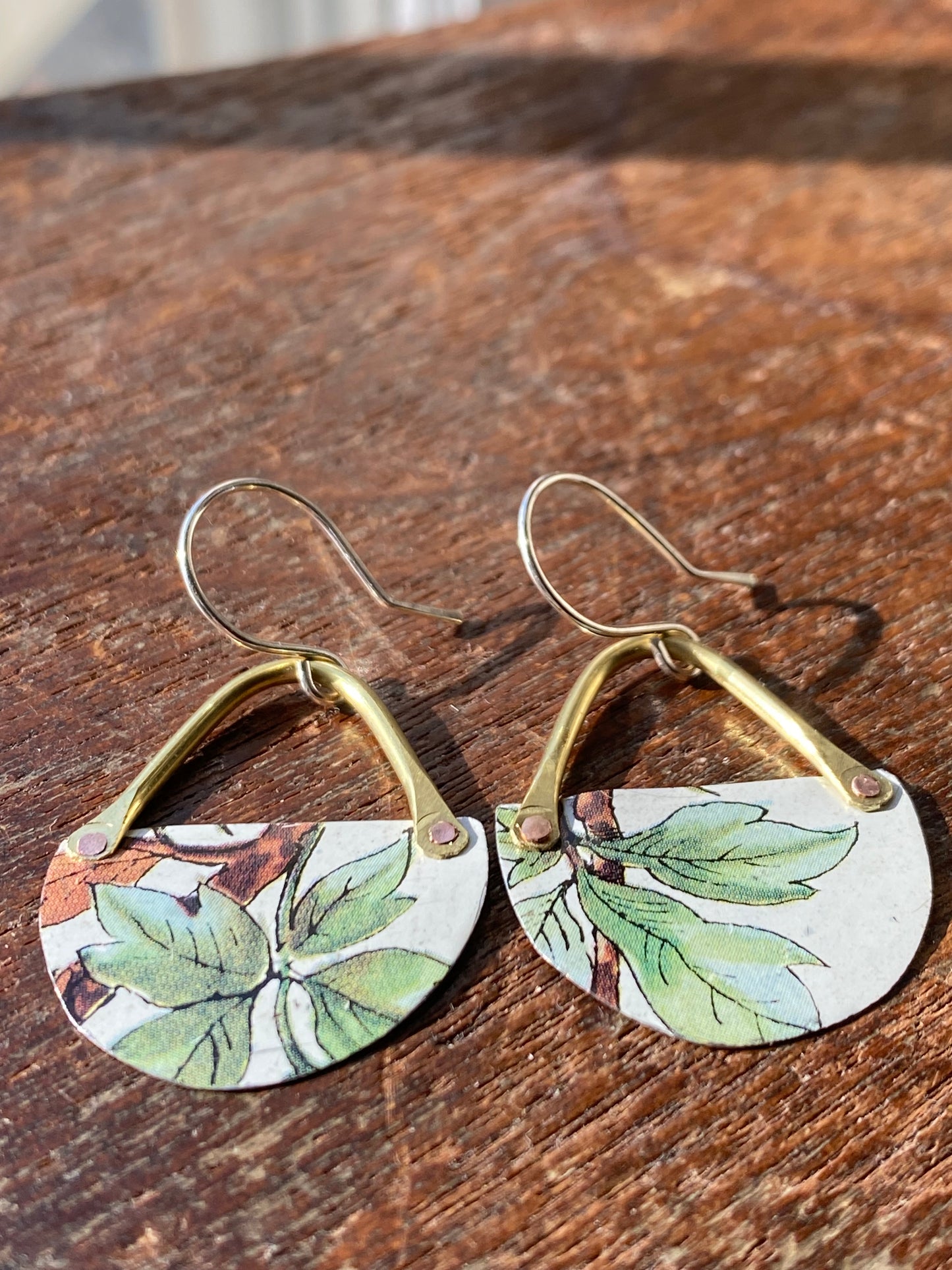 upcycled tin jungle earrings