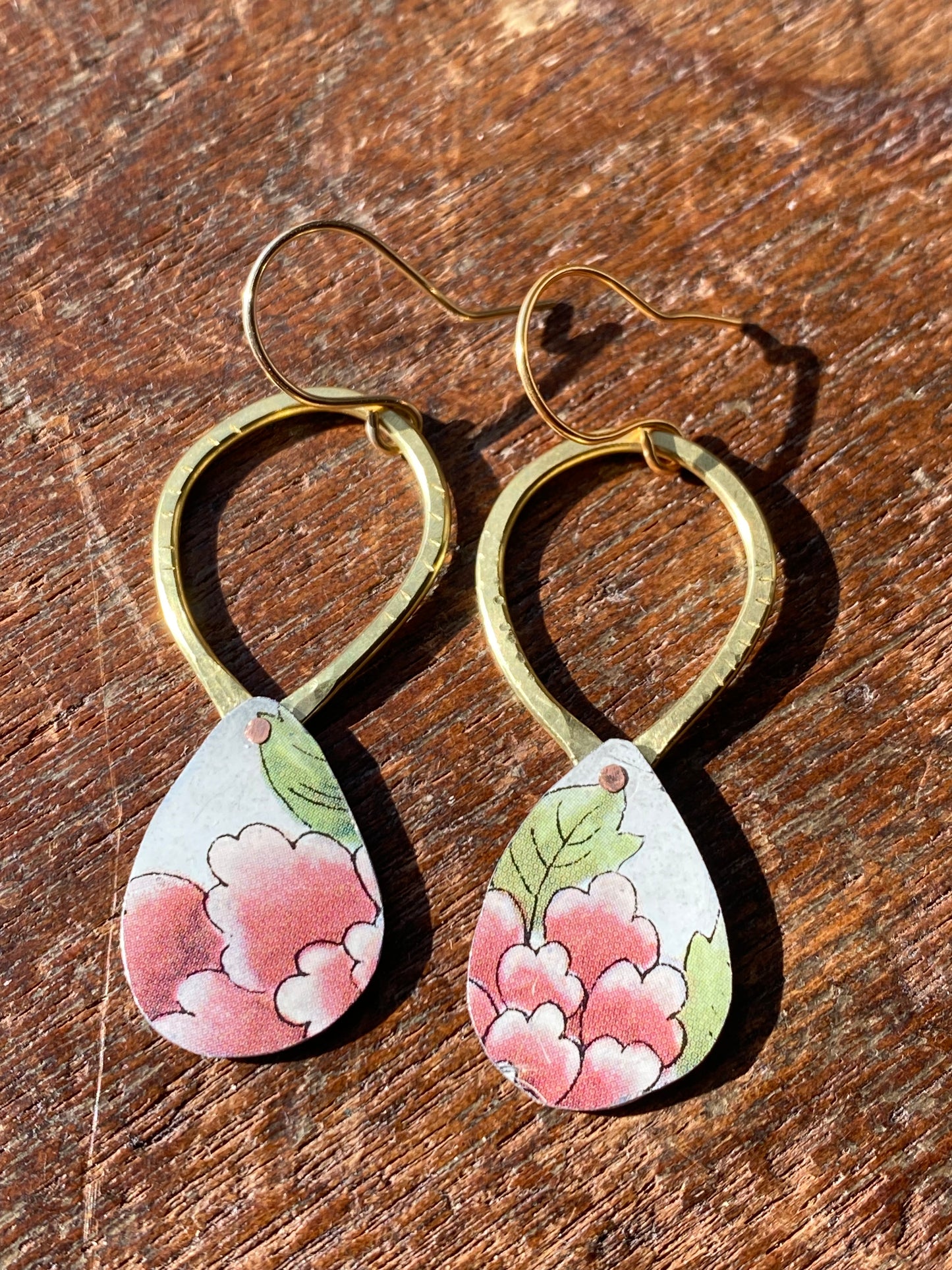 upcycled tin and brass teardrops