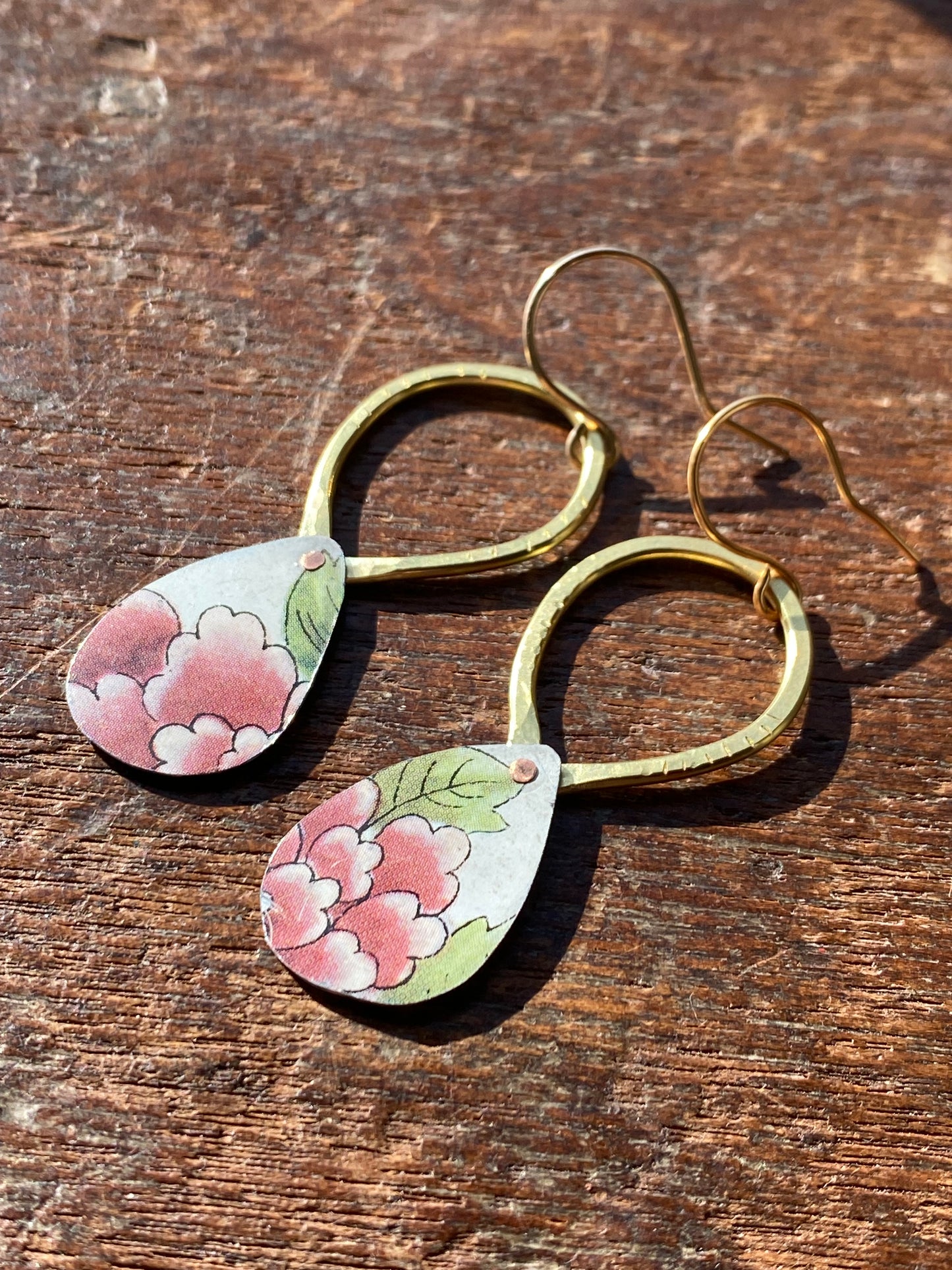 upcycled tin and brass teardrops