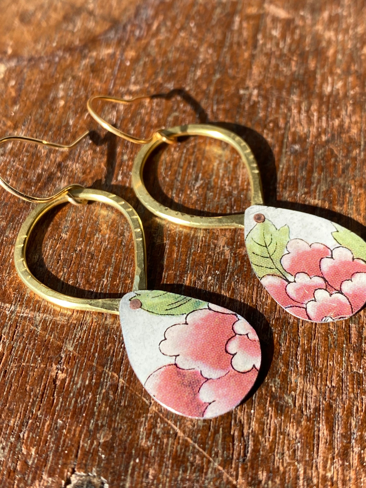 upcycled tin and brass teardrops