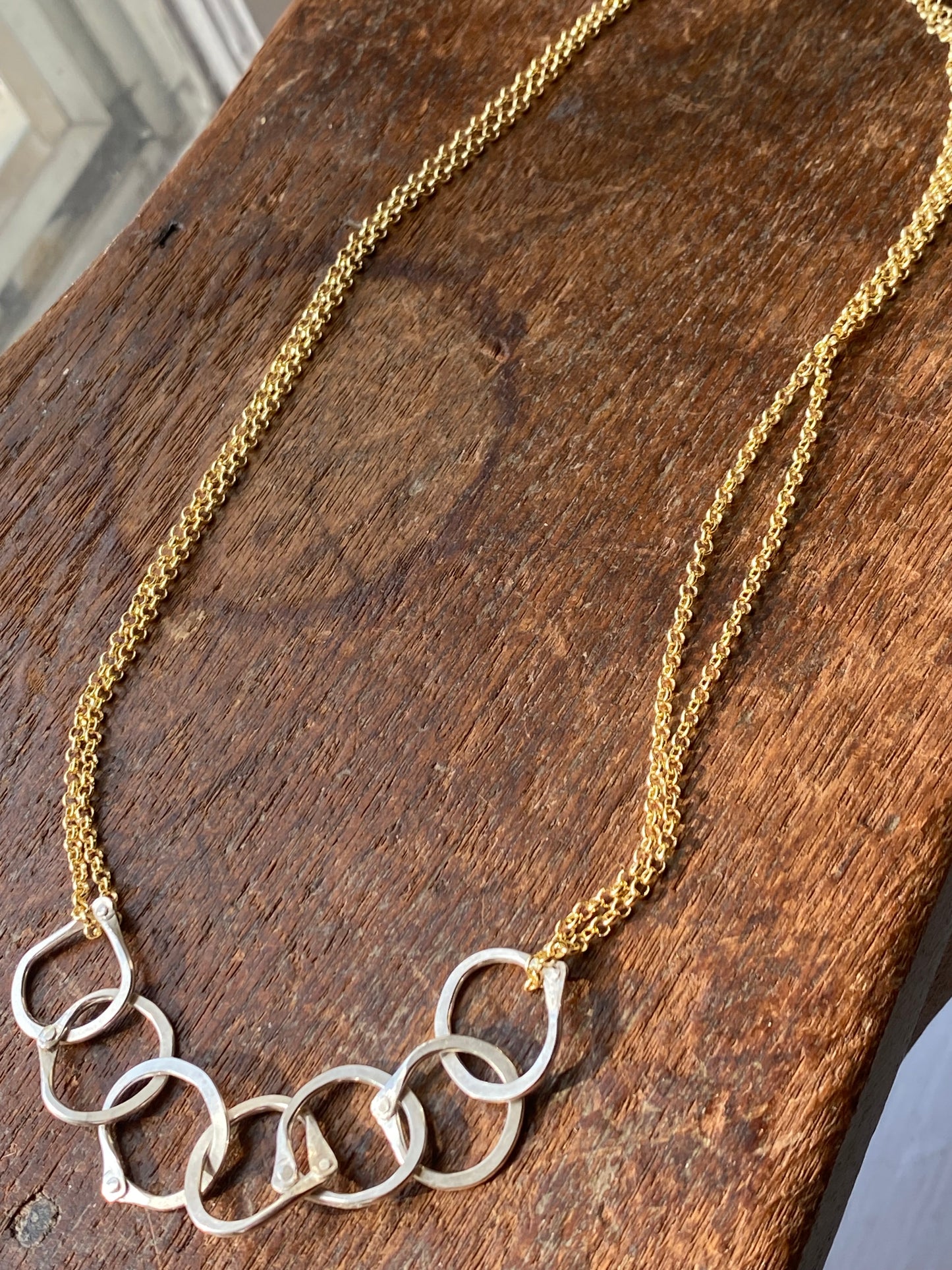 link necklace in hand riveted silver
