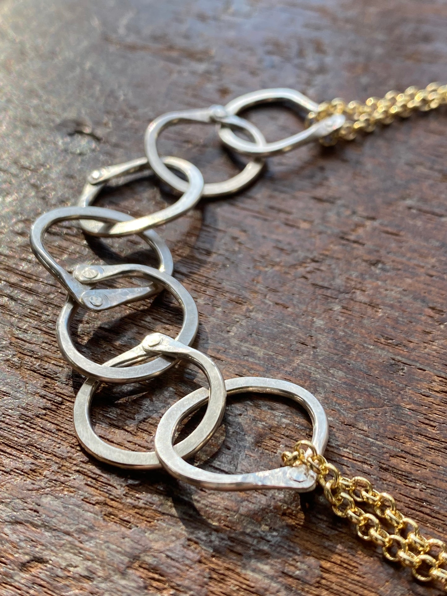 link necklace in hand riveted silver