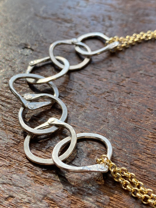 link necklace in hand riveted silver