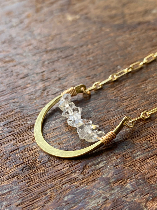 horseshoe necklace with Herkimer diamonds