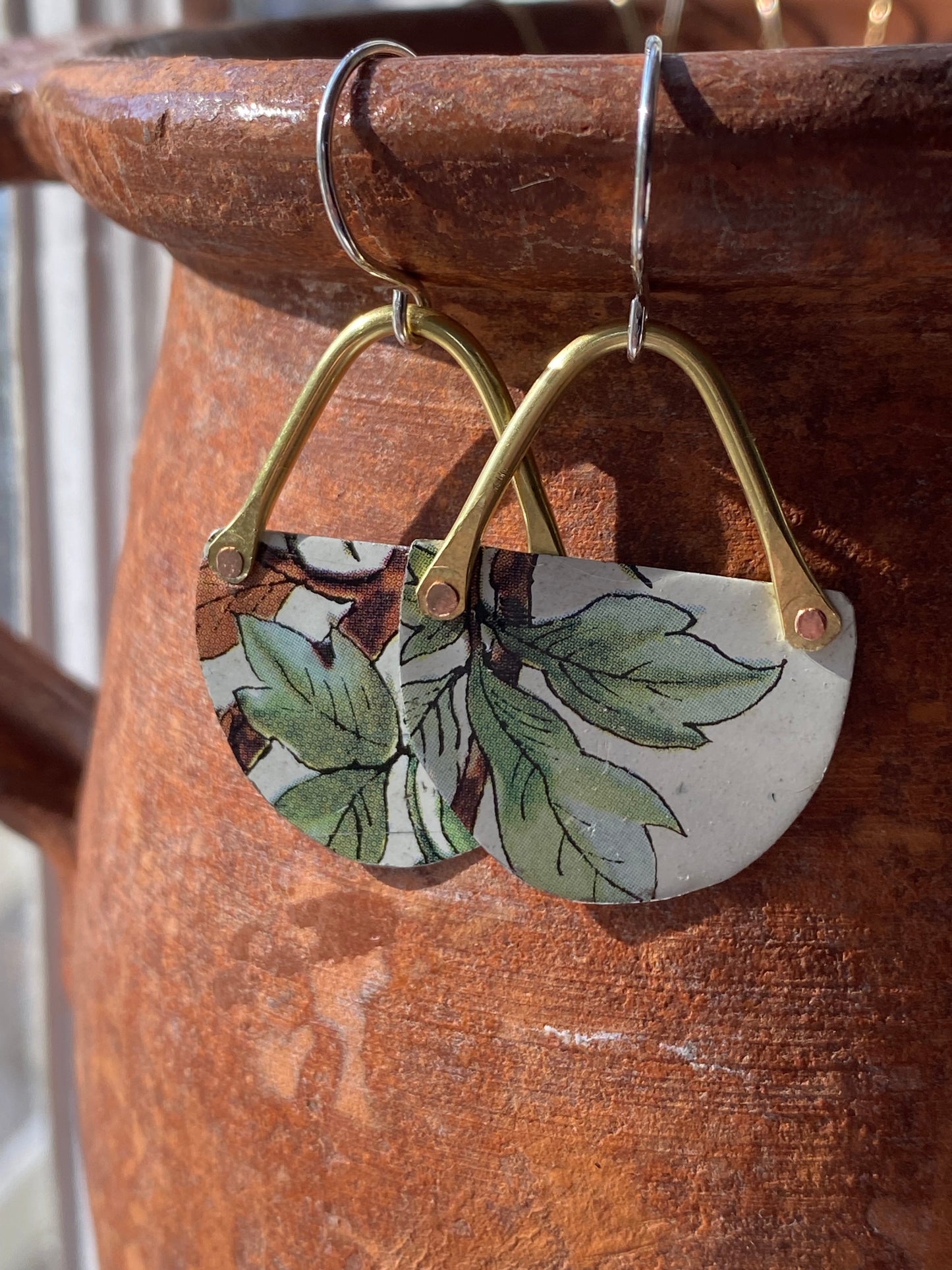 upcycled tin jungle earrings