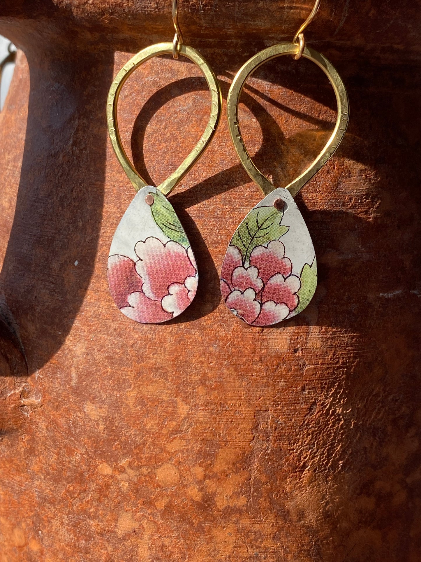 upcycled tin and brass teardrops