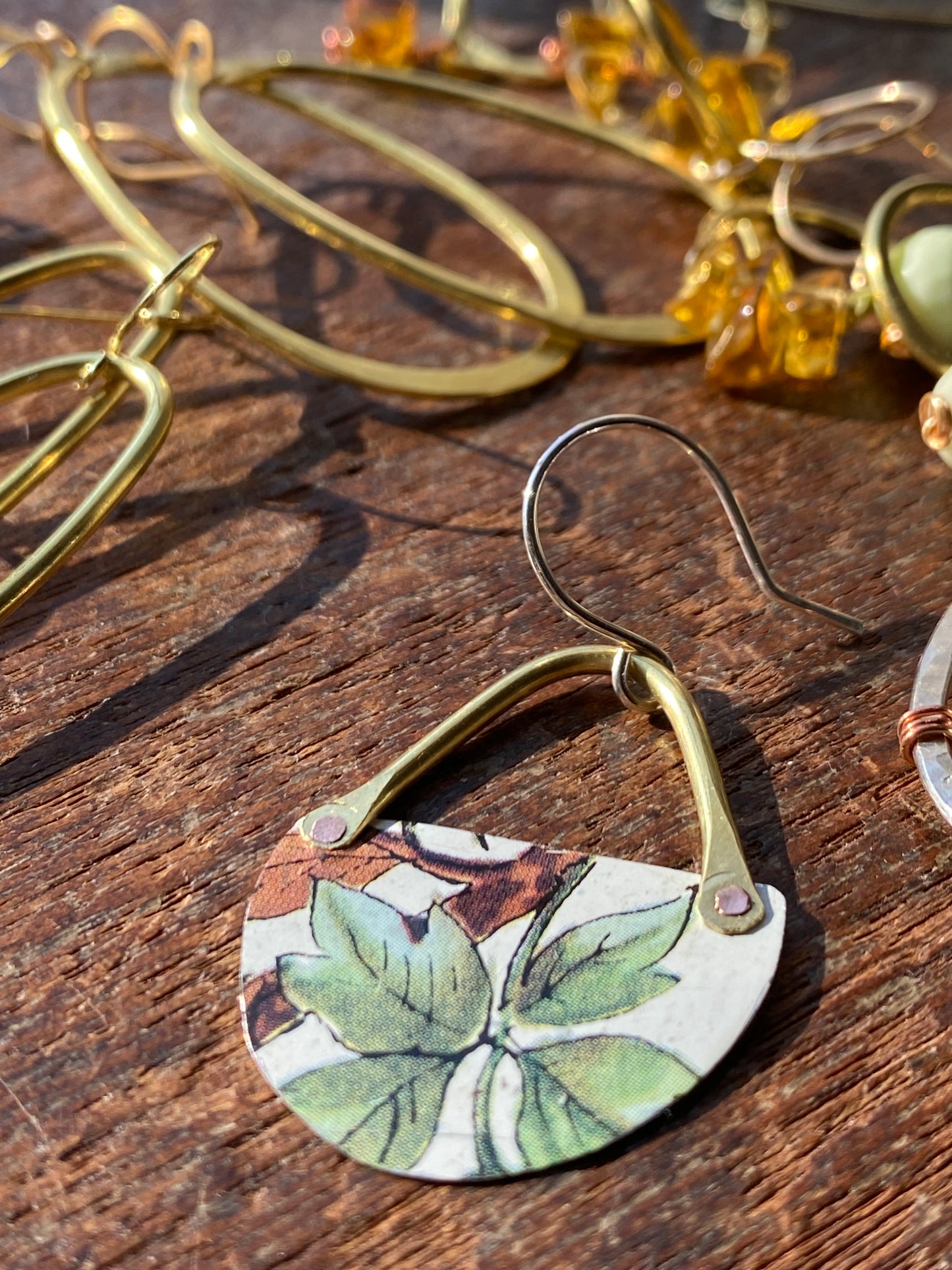 upcycled tin jungle earrings