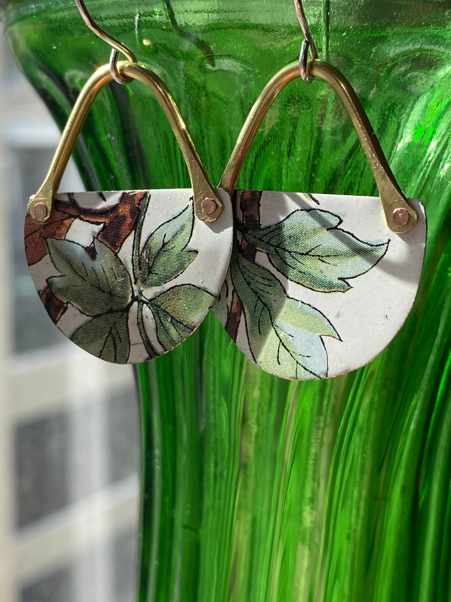 upcycled tin jungle earrings