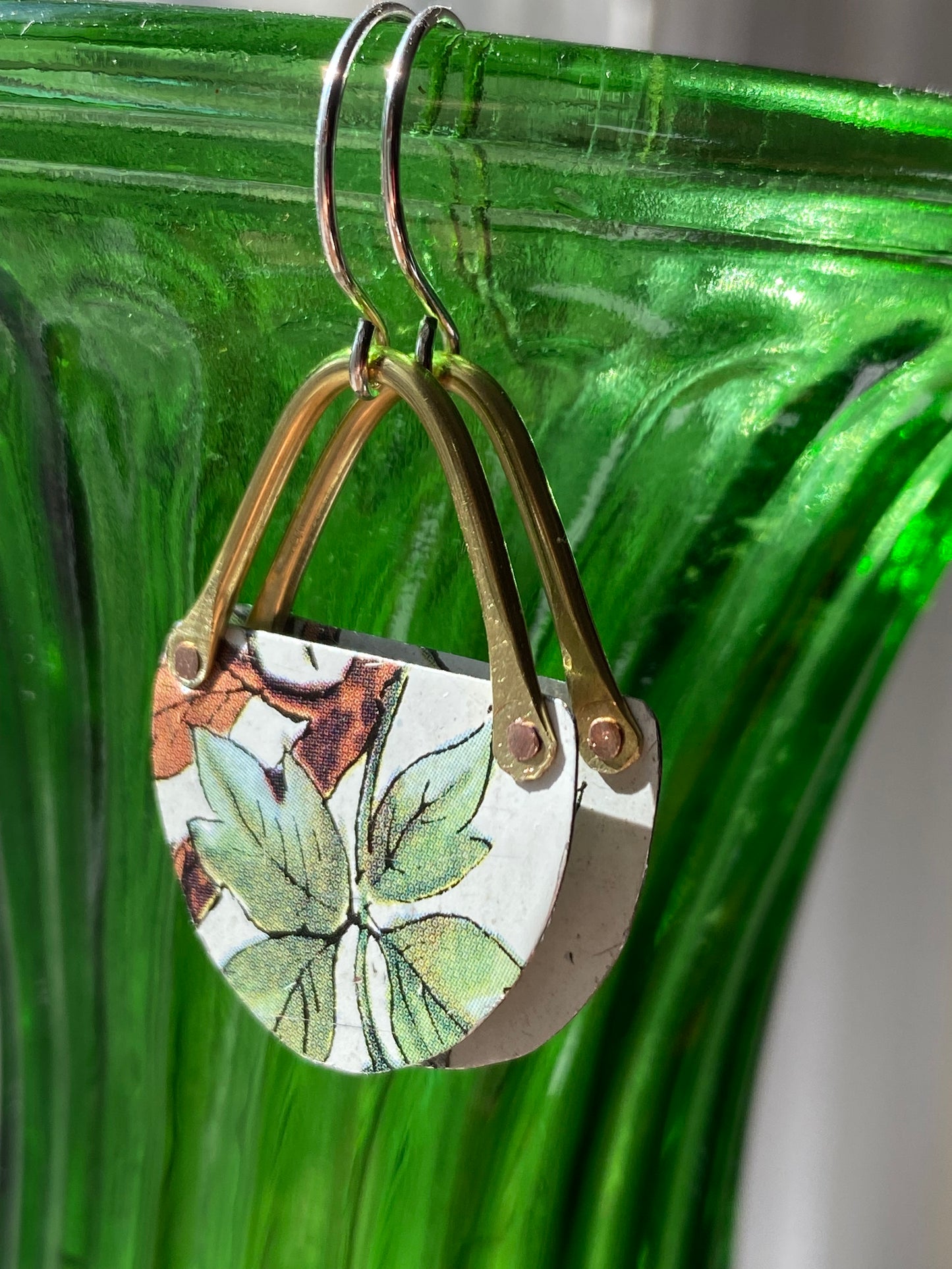 upcycled tin jungle earrings