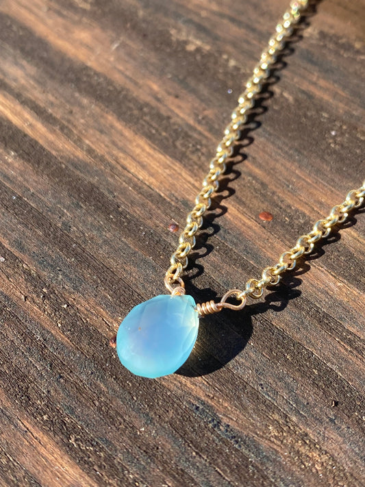 chalcedony teardrop pendant