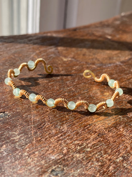 cuff bracelet with green aventurine